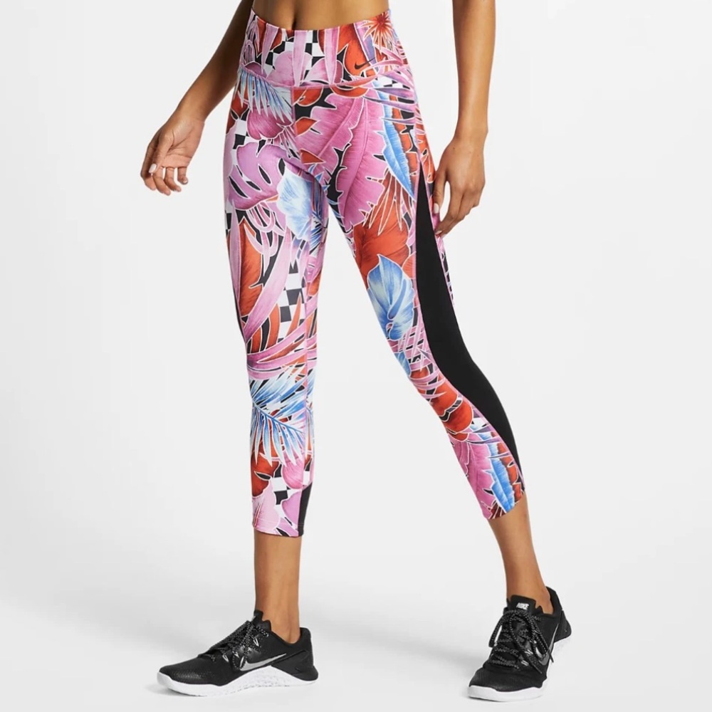 NIKE Women's DRY Floral Cropped Tight Training / Running Leggings Size Large